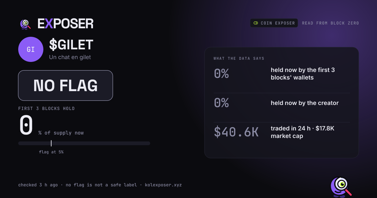 Coin Exposer card for $GILET: NO FLAG