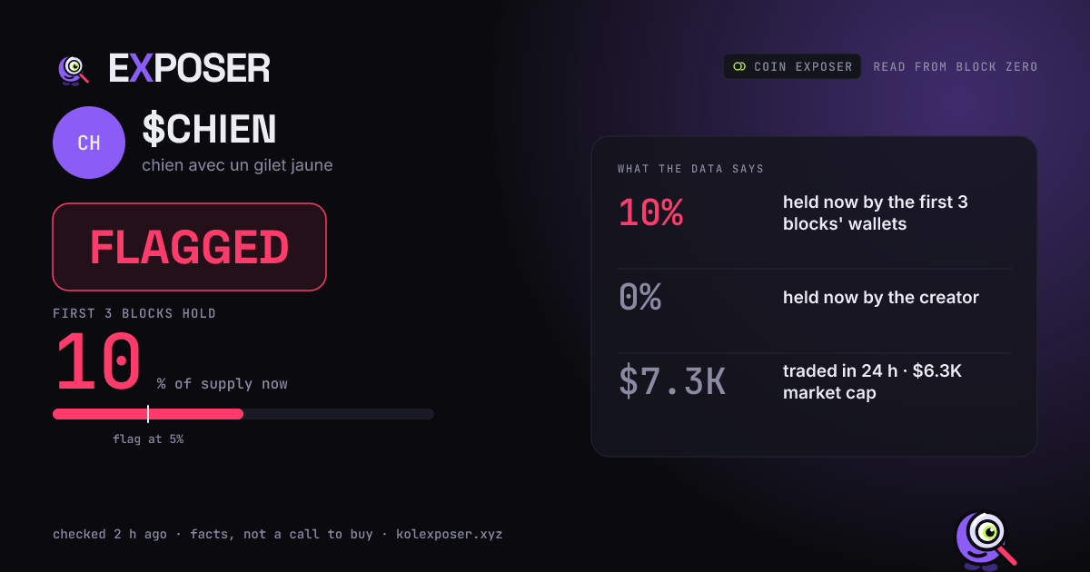 Coin Exposer card for $CHIEN: FLAGGED
